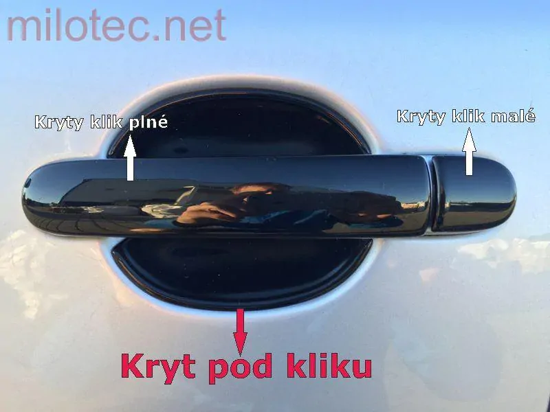 kat.č. 255 04 - Kryty pod kliky - malé, černý lesklý "klavírlak" (4 ks), Fabia I. / Fabia II. / Octavia I. / Octavia II. / Superb I. / Citigo / Rapid